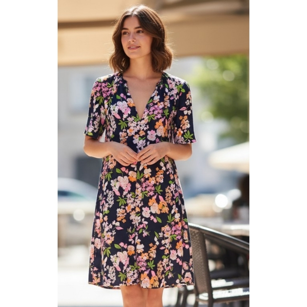 A New Day Navy Floral Dress Size M
